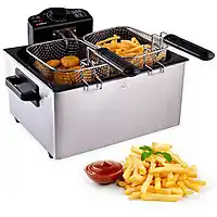 Bol.com Alpina Frituurpan - 3 Manden - 5 Liter - 2000 Watt - Thermostaat tot 190 °C - RVS aanbieding
