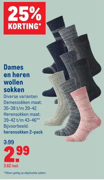 Makro Dames en heren wollen sokken aanbieding