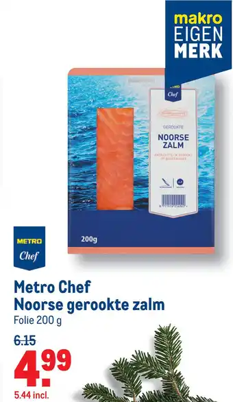 Makro Metro Chef Noorse gerookte zalm Folie 200 g aanbieding