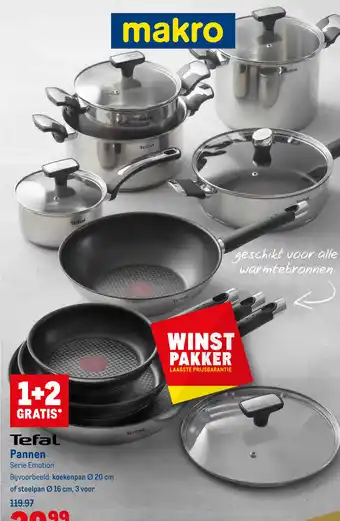 Makro Tefal Pannen Serie Emotion aanbieding