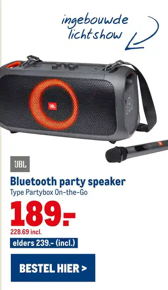 Makro JBL Bluetooth party speaker Type Partybox On-the-Go aanbieding