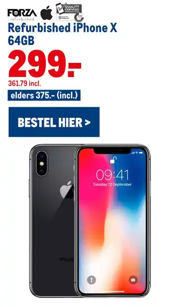 Makro CERTIFIED FORZA refurbished Refurbished iPhone X 64GB aanbieding