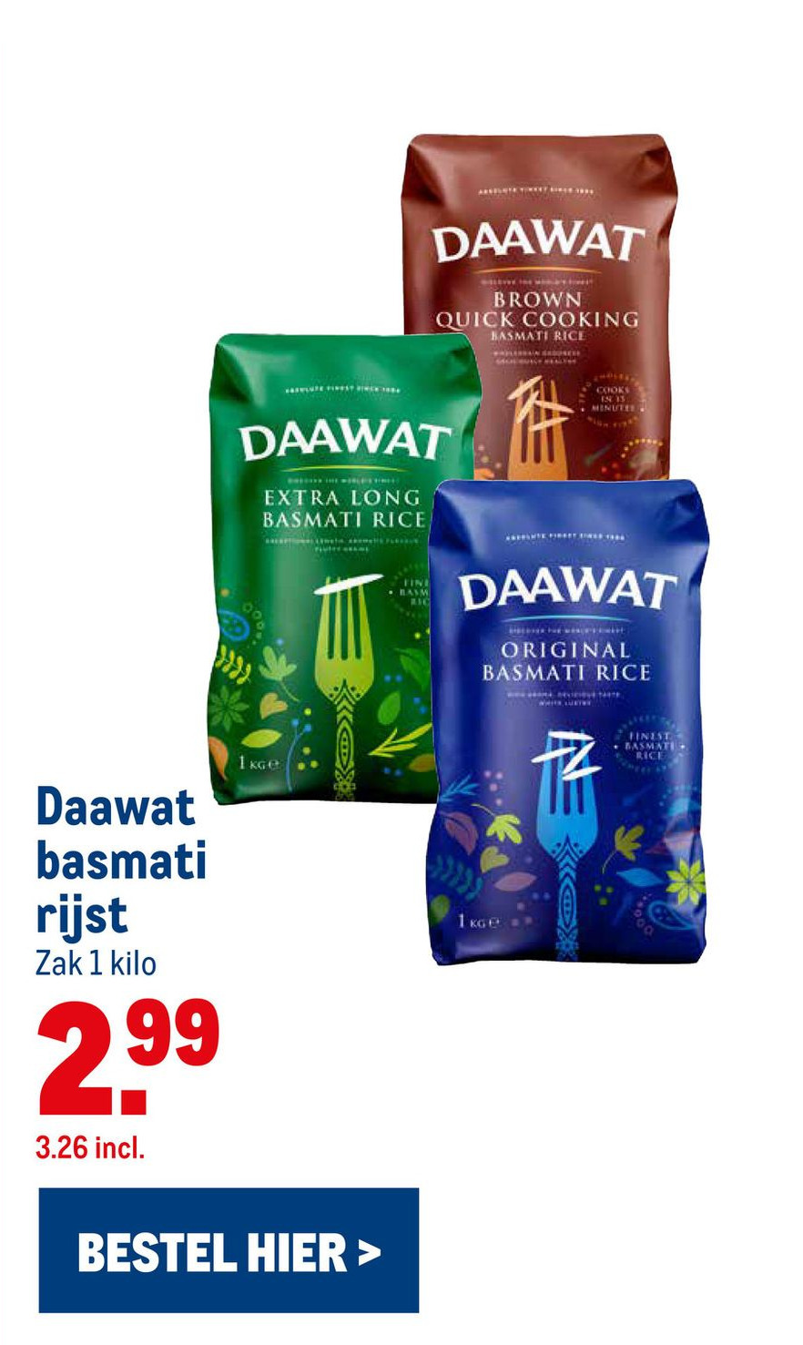 1 KGe Daawat basmati rijst aanbieding bij Makro