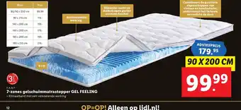 Lidl F.A.N.* 7-zones gelschuimmatrastopper GEL FEELING aanbieding