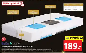 Lidl BeCo x Tencel 7-zones comfortschuimmatras Medibett Top 90*200 aanbieding