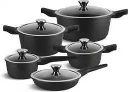 Bol.com Edënbërg Black Line - 10-delige Luxe Pannenset van Gesmeed Aluminium - met Afneembare Handgrepen aanbieding