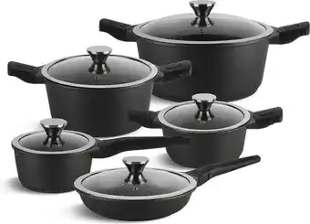 Bol.com Edënbërg Black Line - 10-delige Luxe Pannenset van Gesmeed Aluminium - met Afneembare Handgrepen aanbieding