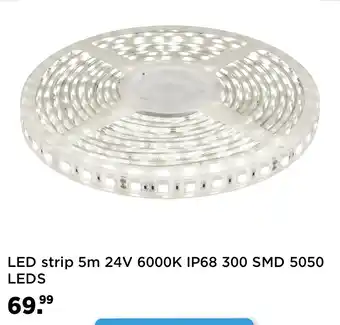 LED Direct Led strip 5m 24v 6000k ip68 300 smd 5050 leds aanbieding