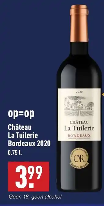 ALDI Chateau La Tuilerie Bordeaux 2020 750ml aanbieding