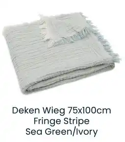 Babypark Deken Wieg Fringe Stripe Sea Green, Ivory aanbieding