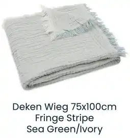 Babypark Deken Wieg Fringe Stripe Sea Green, Ivory aanbieding