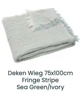 Babypark Deken Wieg Fringe Stripe Sea Green, Ivory aanbieding