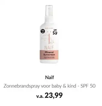 Babypark Naïf Mineral Sunscreen aanbieding