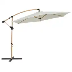 Action Zweefparasol in houtlook - Crème aanbieding
