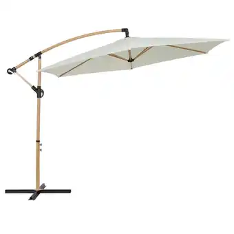 Action Zweefparasol in houtlook - Crème aanbieding