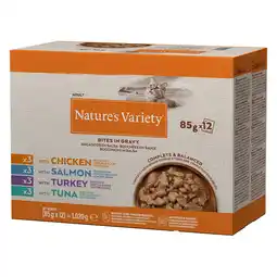Zooplus 12 x 85 g Nature's Variety Bites in Saus Mix (4 soorten) nat kattenvoer aanbieding