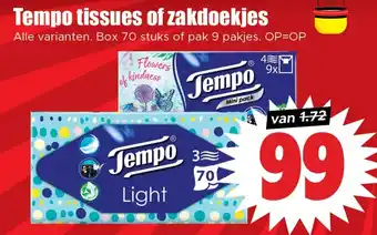 Dirk Tempo tissues of zakdoekjes aanbieding