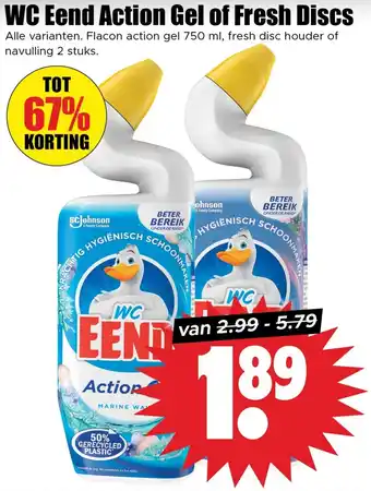 Dirk WC Eend Action Gel of Fresh Discs aanbieding