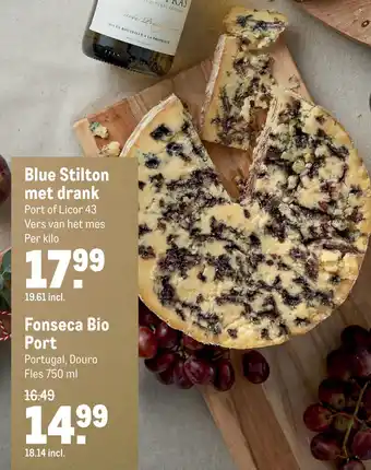 Makro Blue Stilton met drank Port of Licor 43 Vers van het mes aanbieding