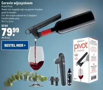 Makro Coravin wijnsysteem Model Pivot Maakt het mogelijk wijn na openen 4 weken goed te houden aanbieding