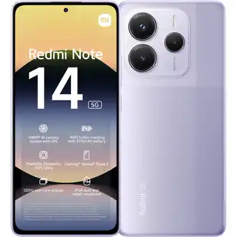 MediaMarkt Xiaomi Redmi Note 14 - 5g 256gb Lavender Paars 256 Gb aanbieding