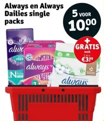 Kruidvat Always en Always Dailies single packs aanbieding