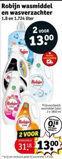 Kruidvat Robijn wasmiddel en wasverzachter aanbieding