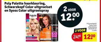 Kruidvat Poly Palette haarkleuring, Schwarzkopf Color uitgroeiset en Syoss Color uitgroeispray aanbieding