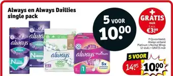 Kruidvat Always en Always Daillies single pack aanbieding
