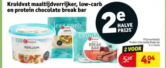 Kruidvat Kruidvat maaltijdverrijker, low carb en protein chocolate break bar aanbieding