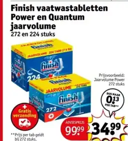 Kruidvat Finish vaatwastabletten Power en Quantum jaarvolume aanbieding