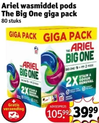 Kruidvat Ariel wasmiddel pods The Big One giga pack aanbieding