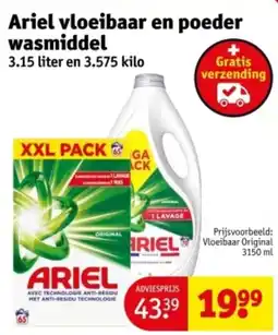 Kruidvat Ariel vloeibaar en poeder wasmiddel aanbieding