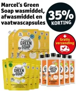 Kruidvat Marcel's Green Soap wasmiddel, afwasmiddel en vaatwascapsules aanbieding