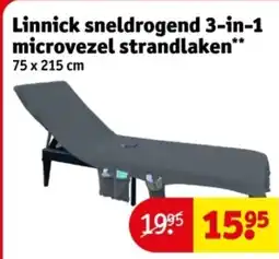 Kruidvat Linnick sneldrogend 3-in-1 microvezel strandlaken aanbieding