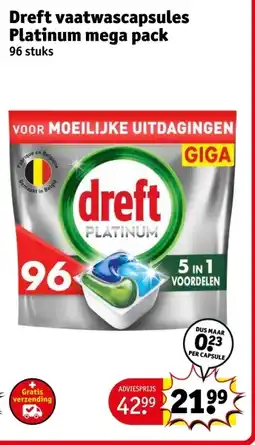 Kruidvat Dreft vaatwascapsules Platinum mega pack aanbieding