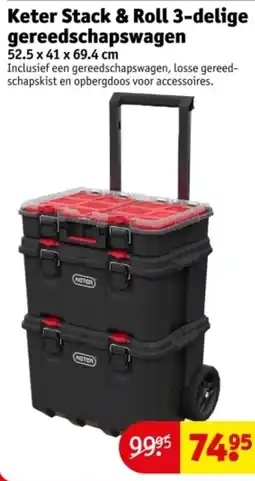 Kruidvat Keter Stack & Roll 3-delige gereedschapswagen aanbieding