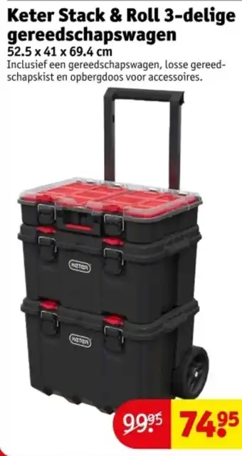 Kruidvat Keter Stack & Roll 3-delige gereedschapswagen aanbieding