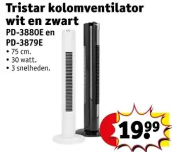 Kruidvat Tristar kolomventilator wit en zwart aanbieding