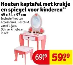 Kruidvat Houten kaptafel met krukje en spiegel voor kinderen aanbieding