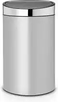 Bol.com Brabantia Touch Bin Prullenbak - 40 l - Metallic Grey met Brilliant Steel deksel aanbieding