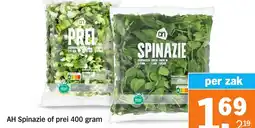 Albert Heijn AH Spinazie of prei aanbieding
