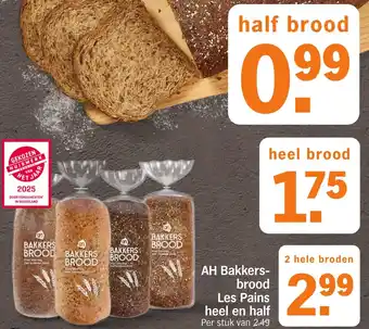 Albert Heijn AH Bakkersbrood Les Pains heel en half aanbieding