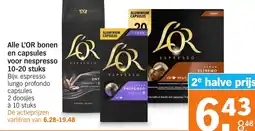 Albert Heijn Alle L'OR bonen en capsules voor nespresso 10-20 stuks aanbieding