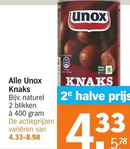 Albert Heijn Alle Unox Knaks aanbieding