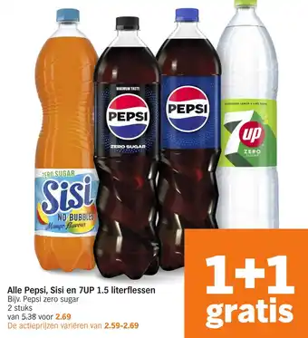 Albert Heijn Alle Pepsi, Sisi en 7UP 1.5 literflessen aanbieding