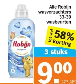 Albert Heijn Alle Robijn wasverzachters 33-39 wasbeurten aanbieding