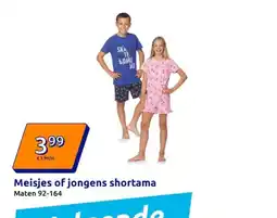 Action Meisjes of jongens shortama aanbieding