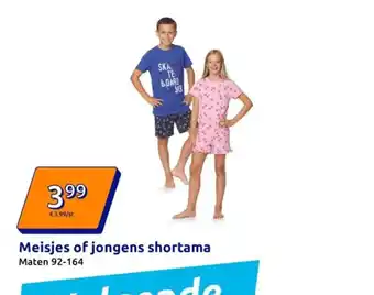 Action Meisjes of jongens shortama aanbieding