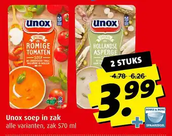 Boni Unox soep in zak 570 ml aanbieding